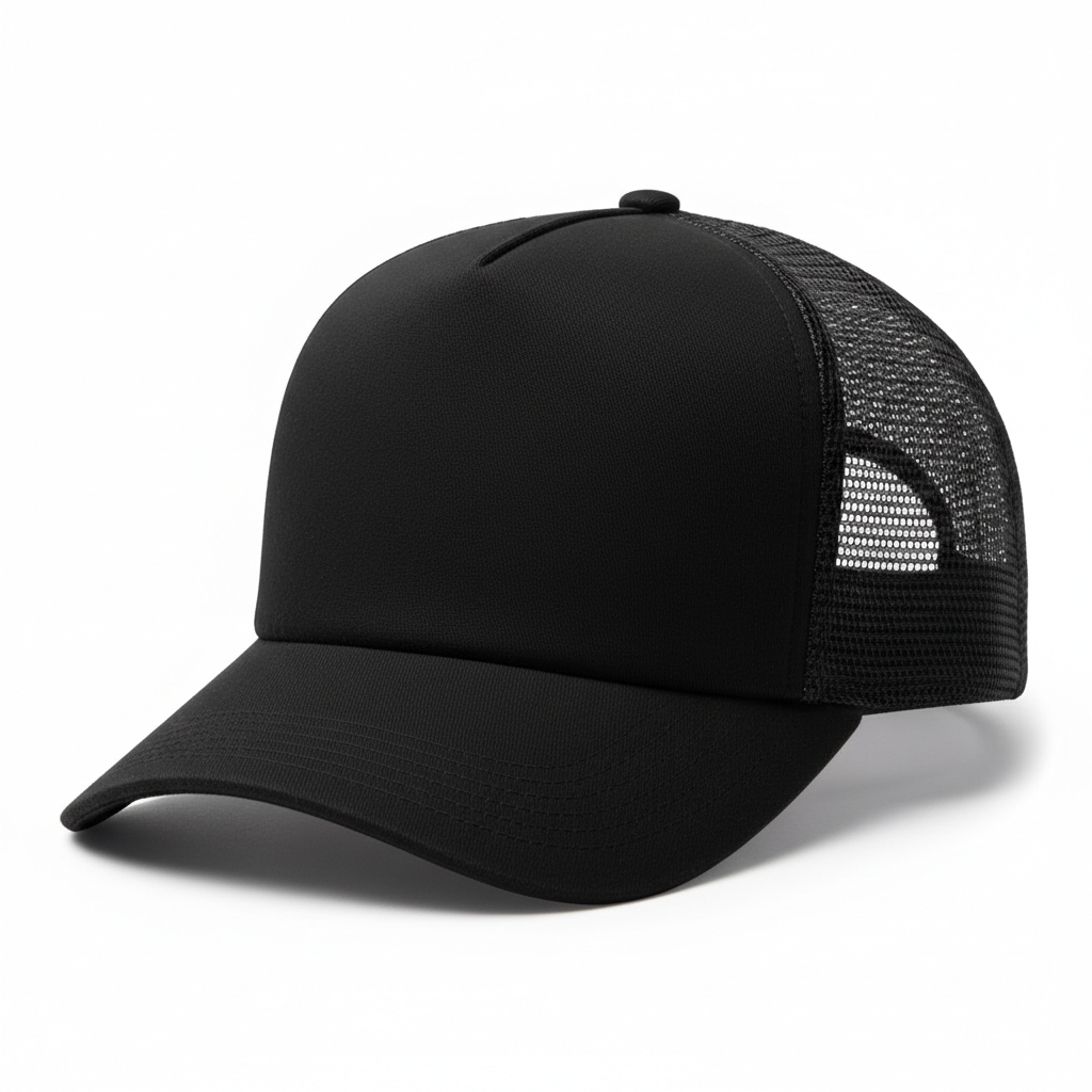 Plain Trucker Hat — Black