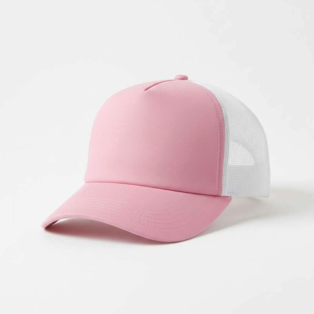 Plain Trucker Hat — Pink/White