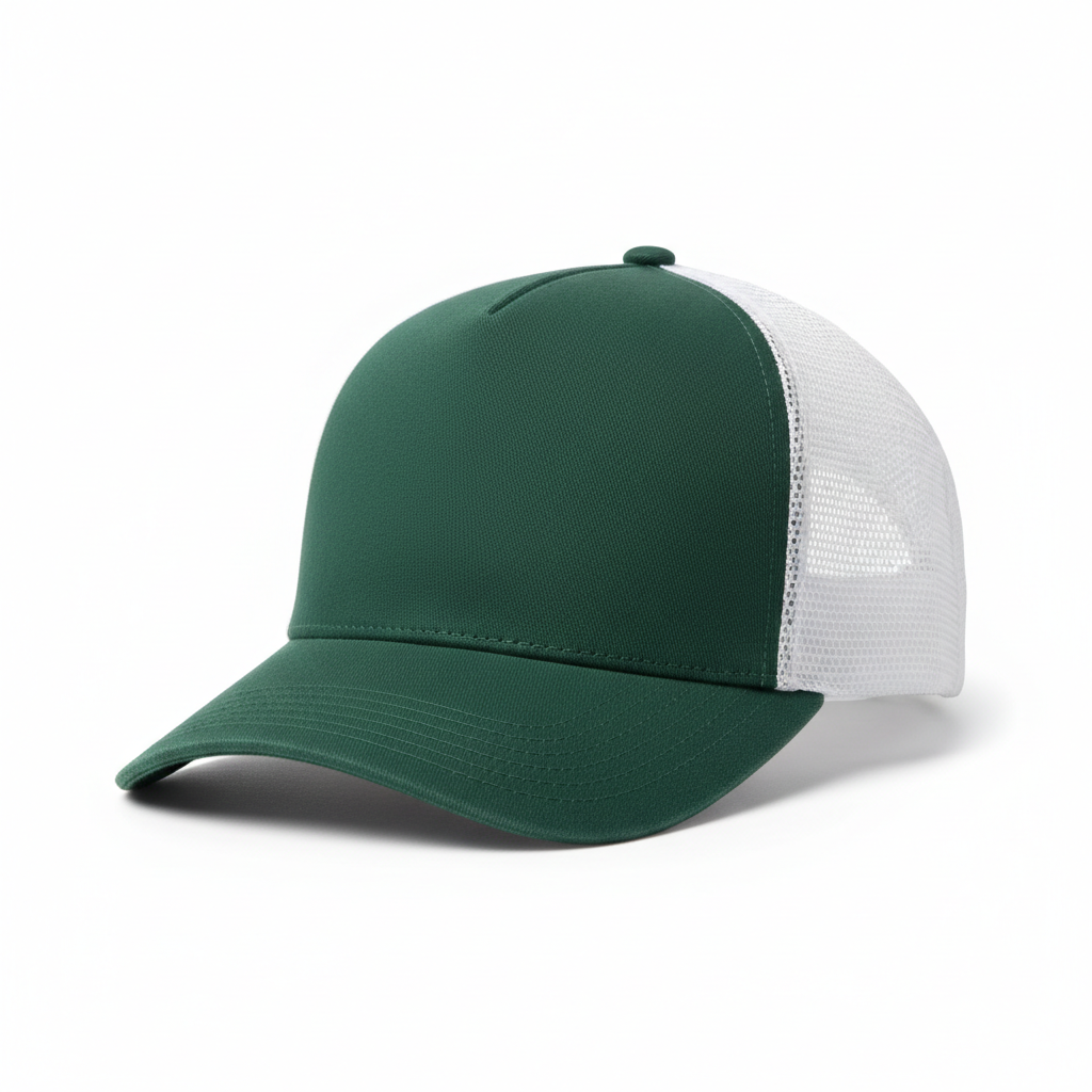 Plain Trucker Hat — Dark Green/White