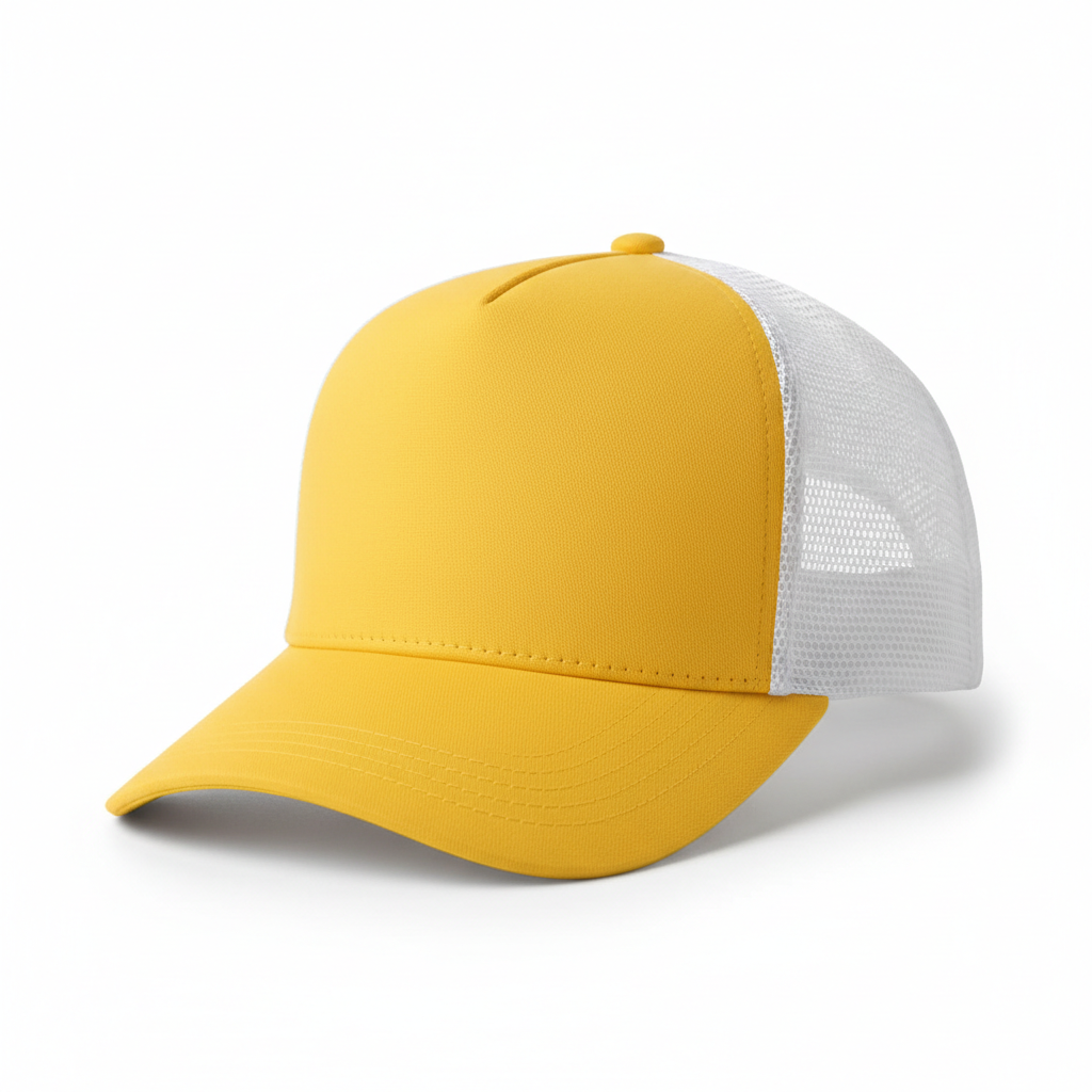 Plain Trucker Hat — Yellow/White