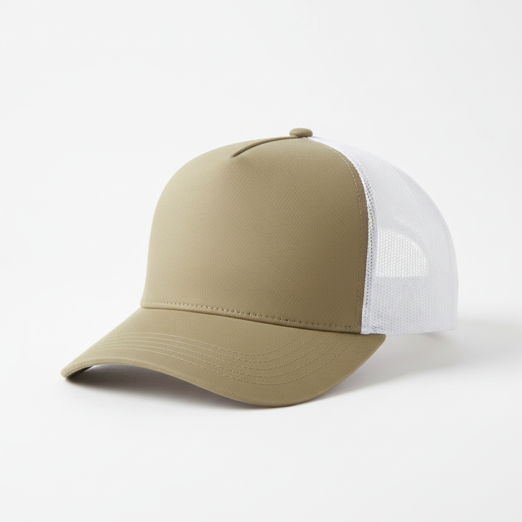 Plain Trucker Hat — Olive/White