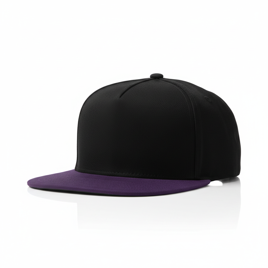 Plain Snapback Hat — Black/Purple