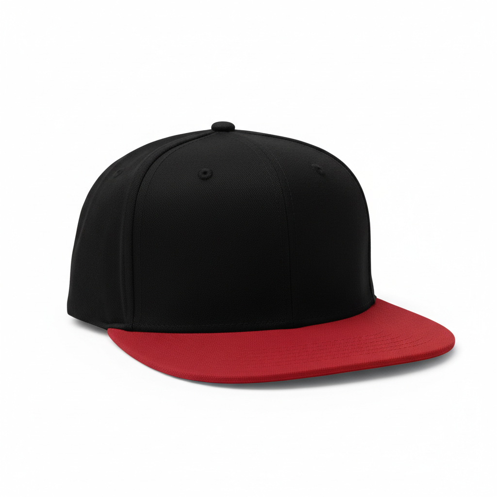 Plain Snapback Hat — Black/Red