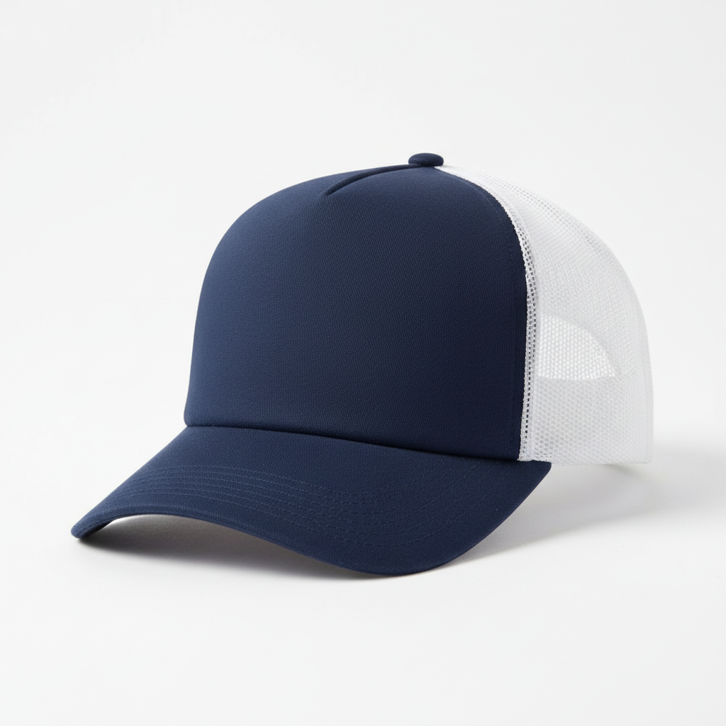Plain Trucker Hat — Navy/White