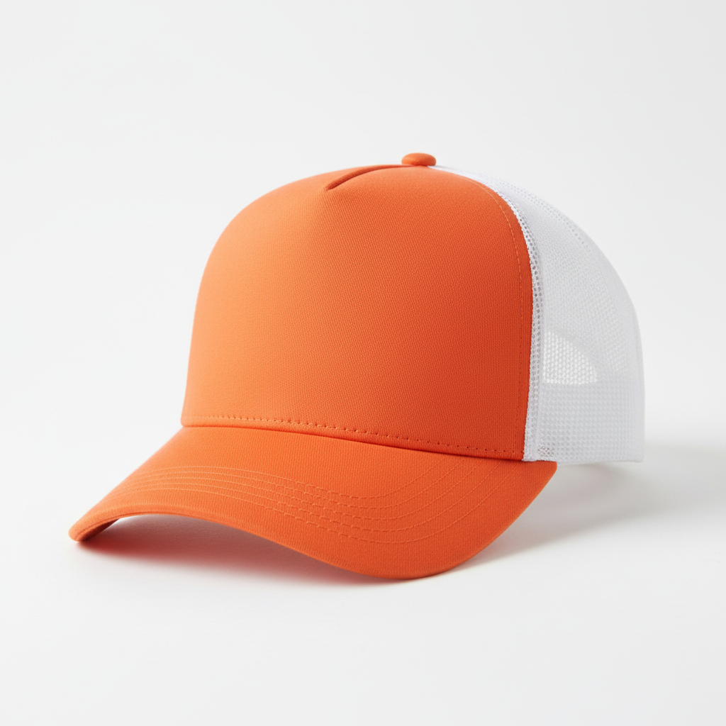 Plain Trucker Hat — Orange/White