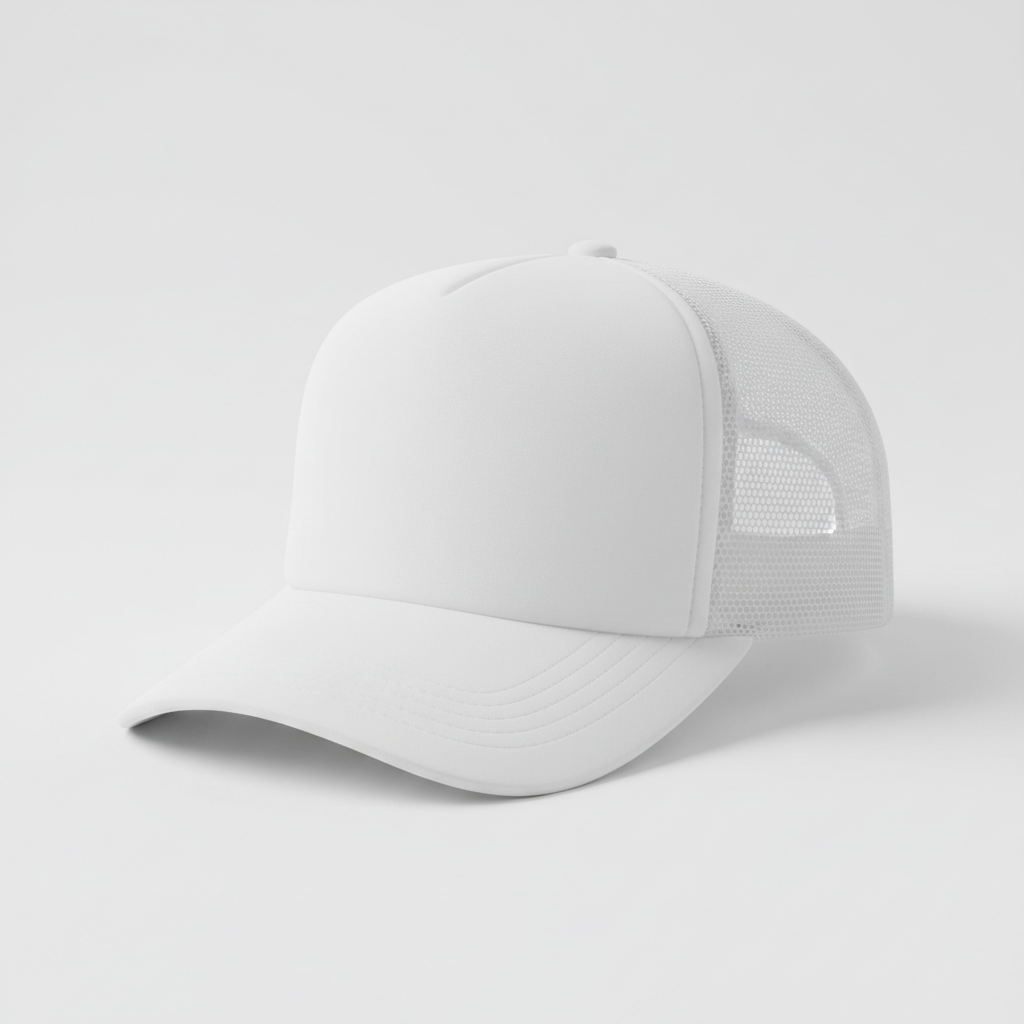Plain Trucker Hat — White